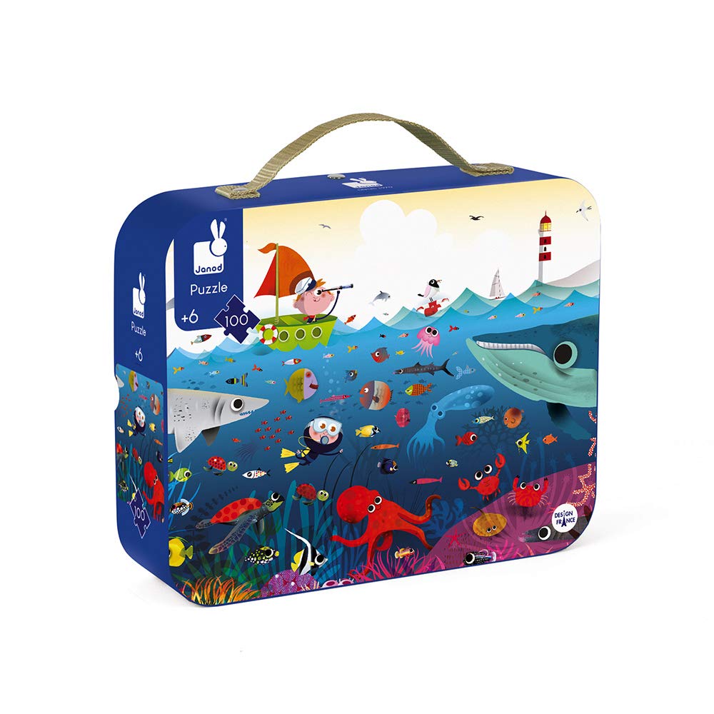 janod-j02947-kinder-puzzle-unterwasserwelt-100-teile-im-koffer image 1