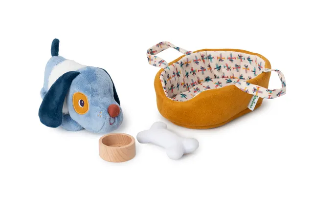 lilliputiens-jules-hunde-kuscheltier-mit-k-rbchen-und-zubeh-r image 1