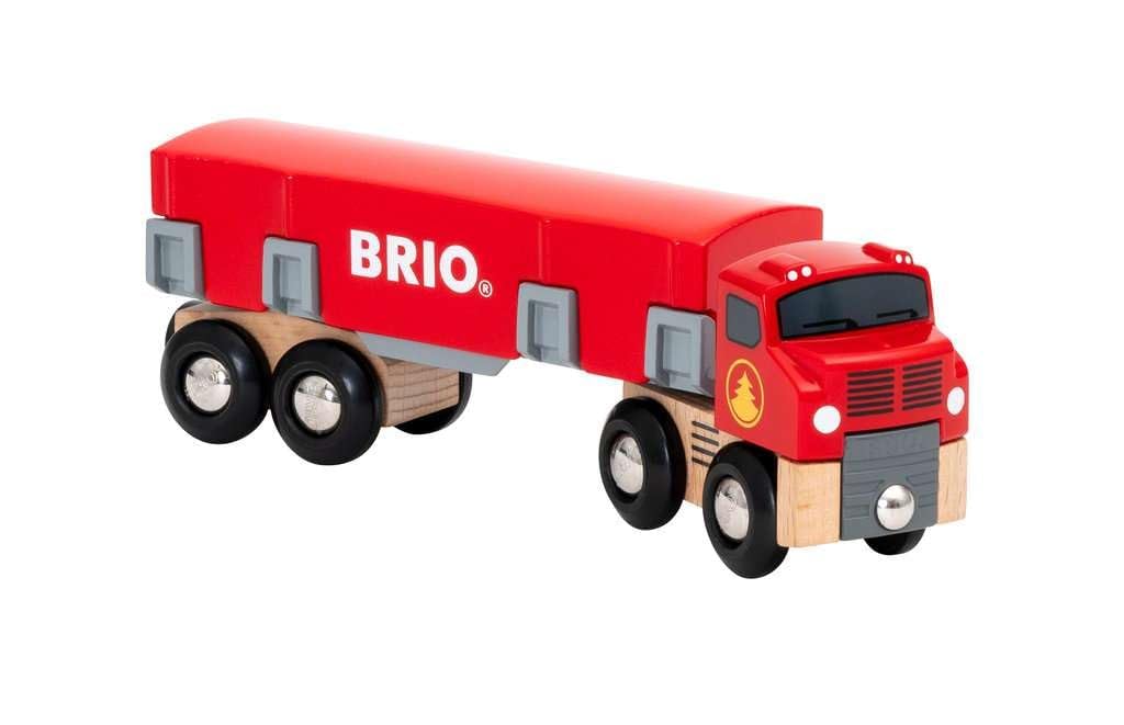 brio-world-holztransporter-mit-magnetladung-lkw-mit-anh-nger-und-st-mmen image 3