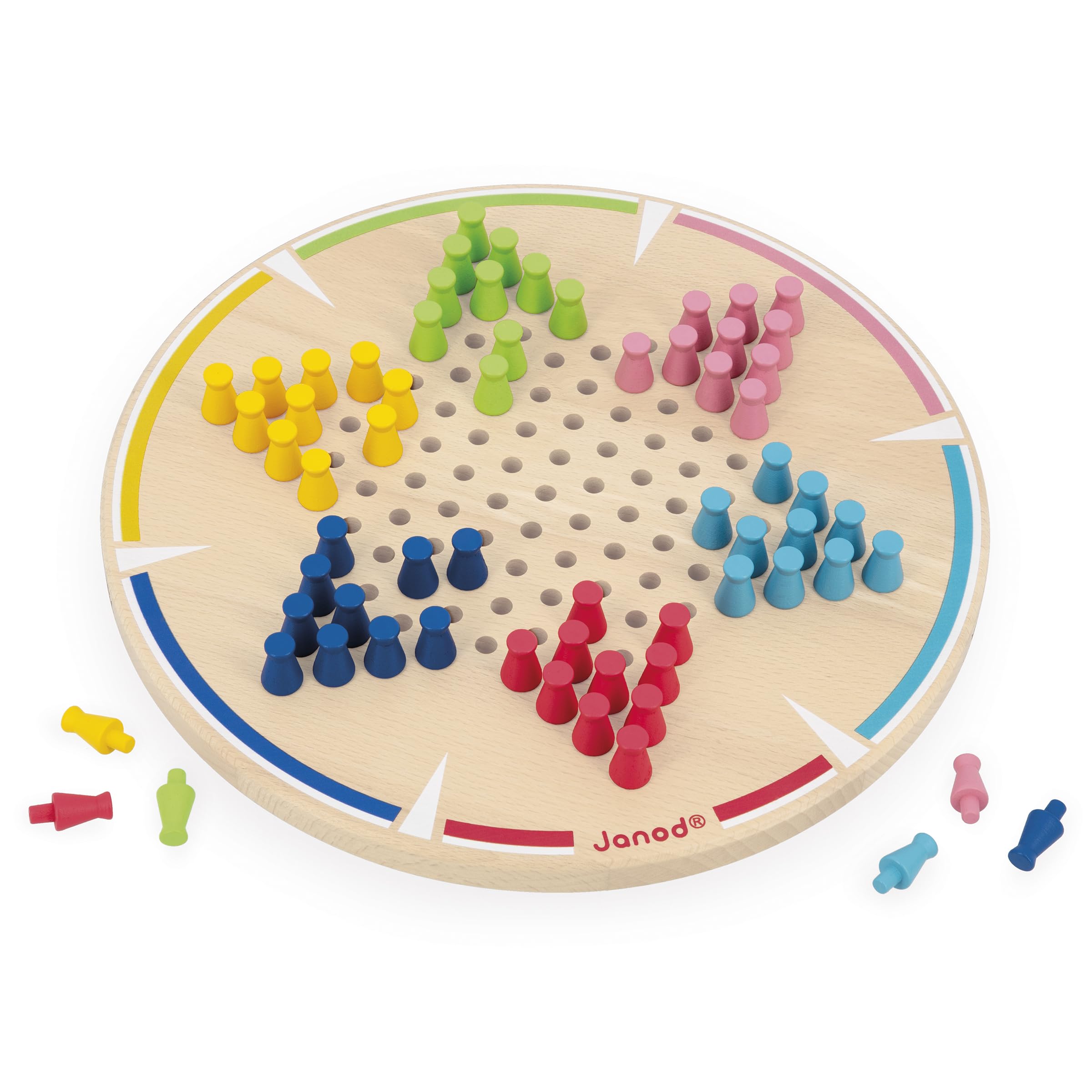 janod-meine-ersten-chinesischen-damen-holz-brettspiel-mit-60-steinen-2-6-spieler image 2