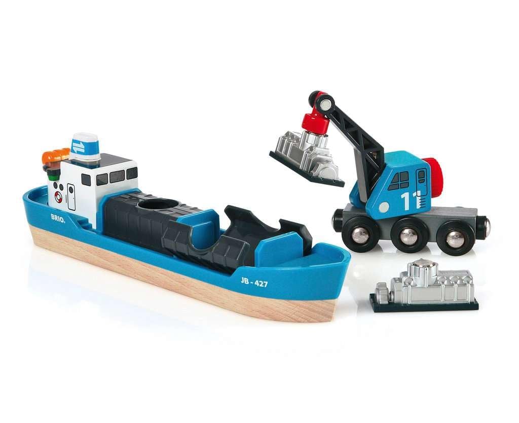 brio-world-containerschiff-mit-kranwagen-hafenset image 2