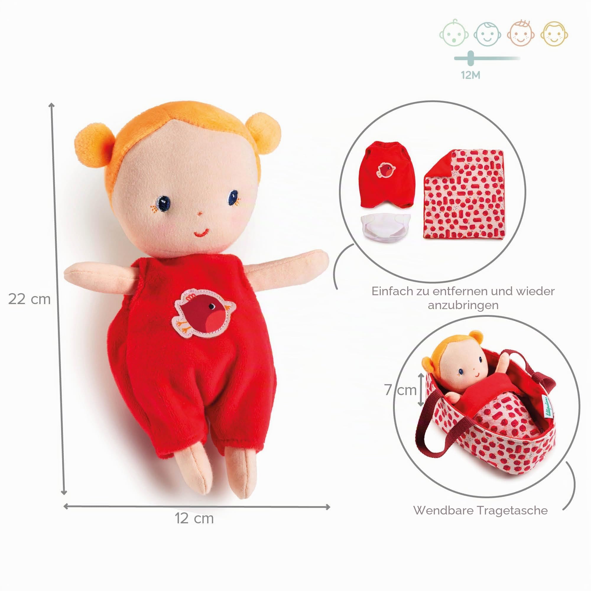 lilliputiens-baby-agathe-stoff-babypuppe-22-cm-mit-tragetasche image 4