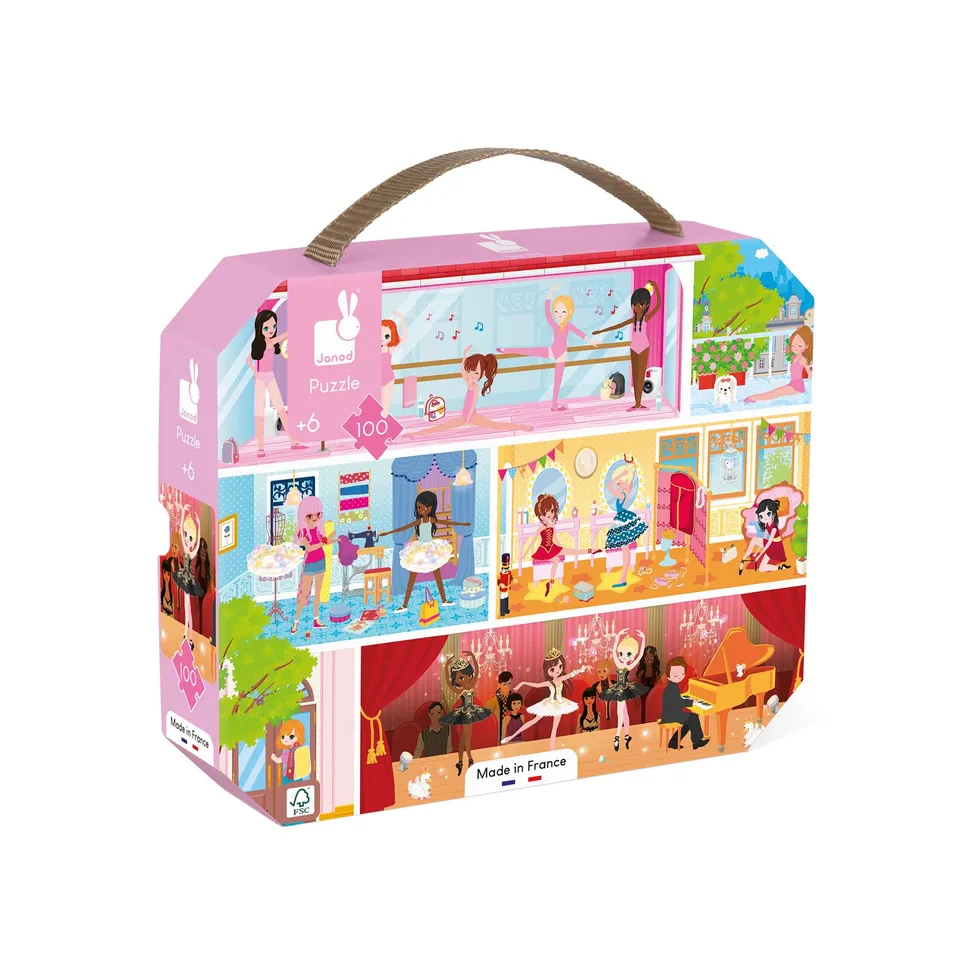 janod-j02616-puzzle-tanzschule-100-teile-im-koffer image 1