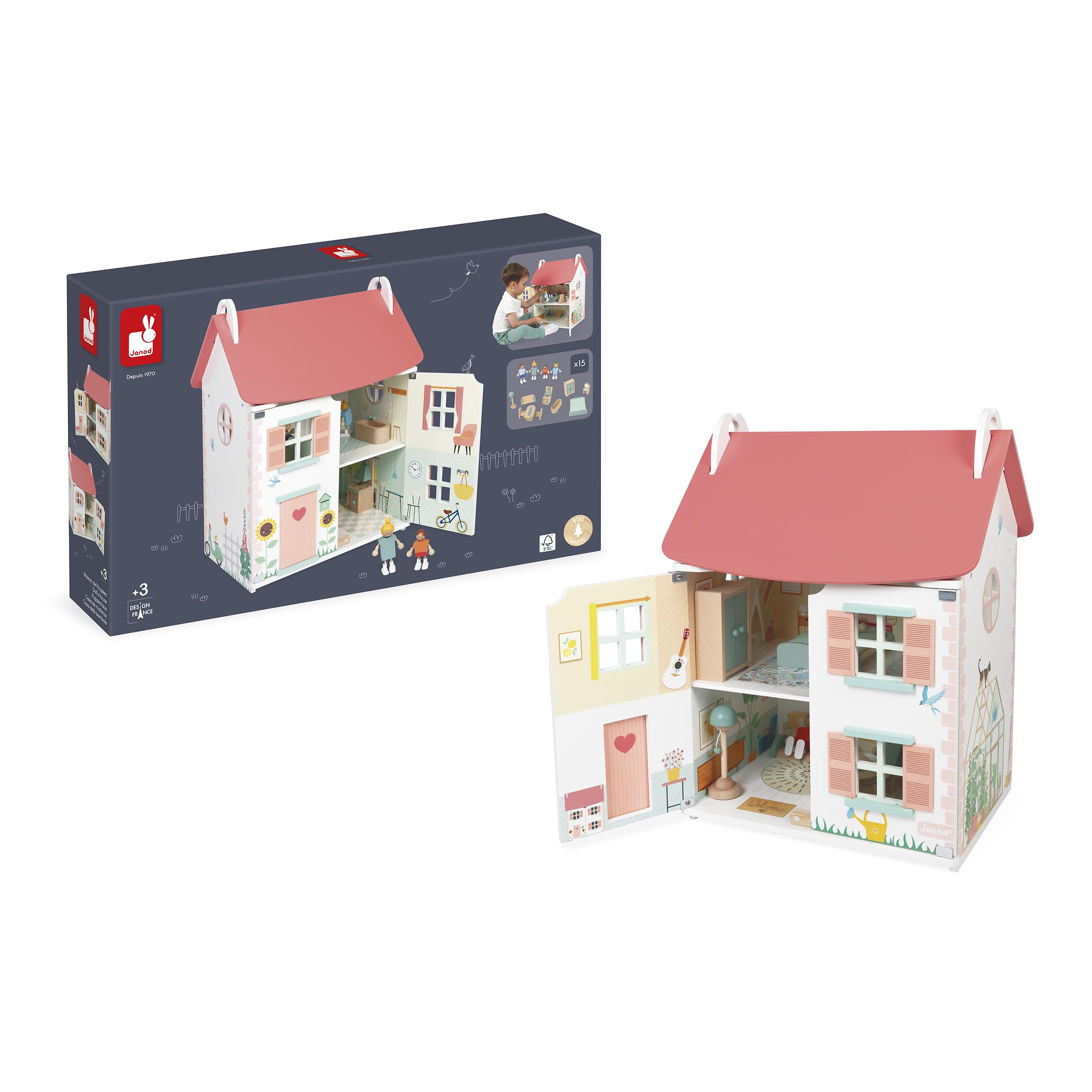 janod-mein-erstes-puppenhaus-aus-holz-3-etagen-15-teilig-ab-3-jahren image 2