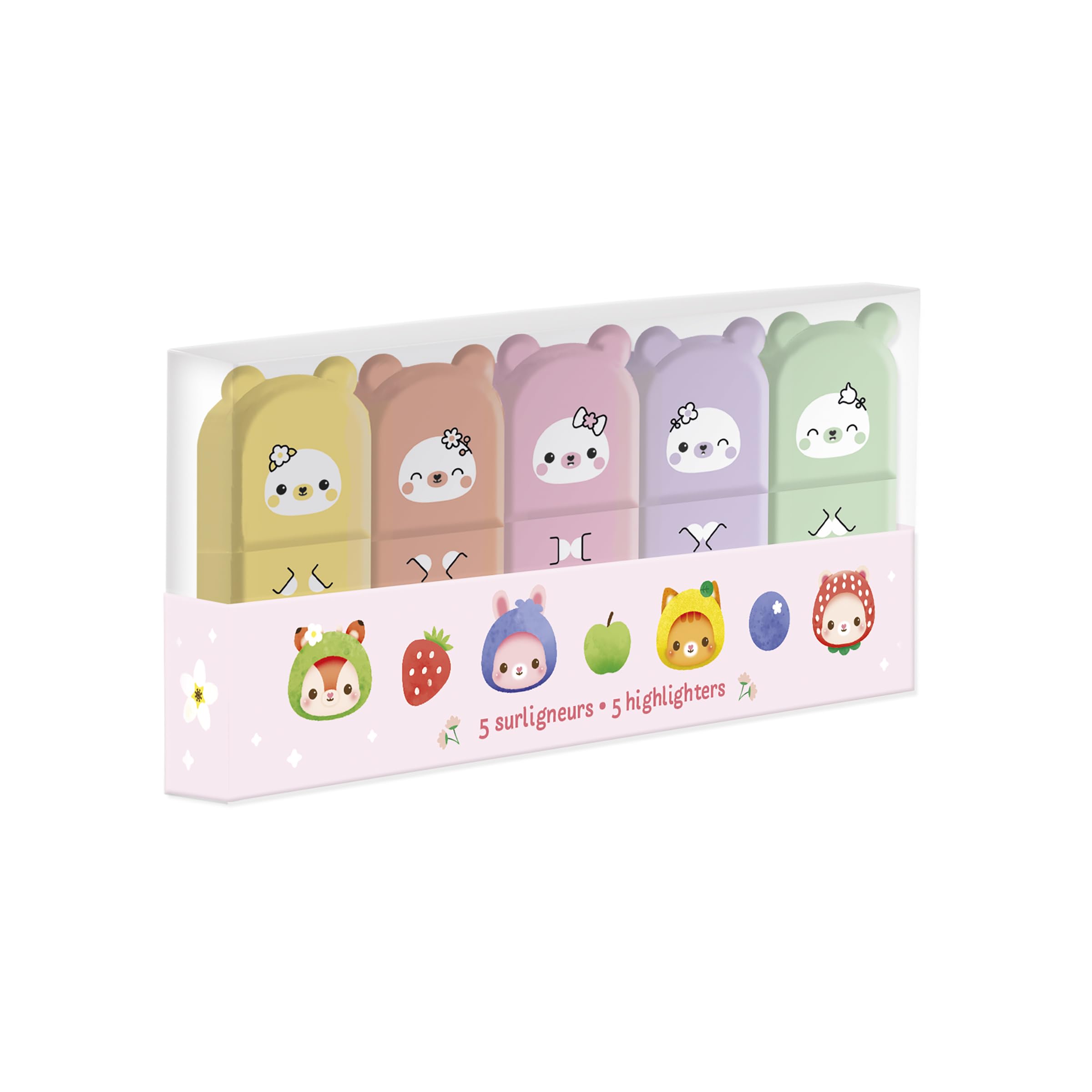 janod-set-mit-5-mini-textmarkern-pastell-mit-tiermotiven-5-cm-ab-6-jahren image 2