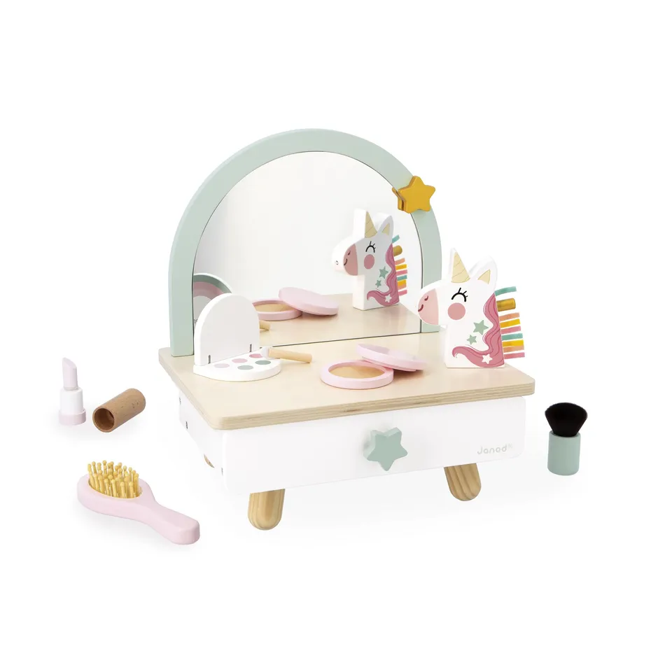 janod-j06463-einhorn-schminktisch-aus-holz-frisierstuhl-mit-spiegel-und-7-access image 1