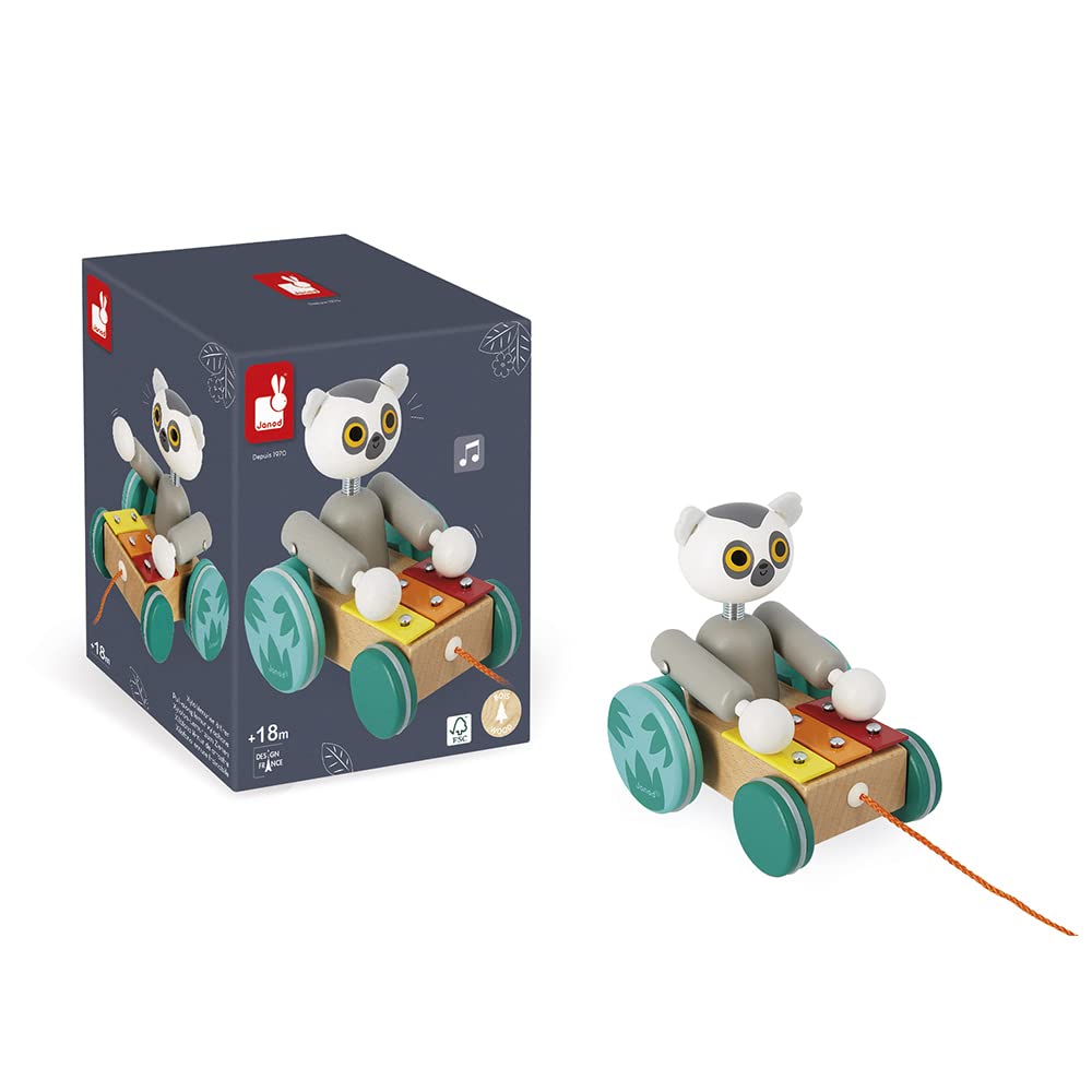 janod-musik-lemur-zum-ziehen-tropik-j08270-xylophon-holz-ab-18-monaten image 2