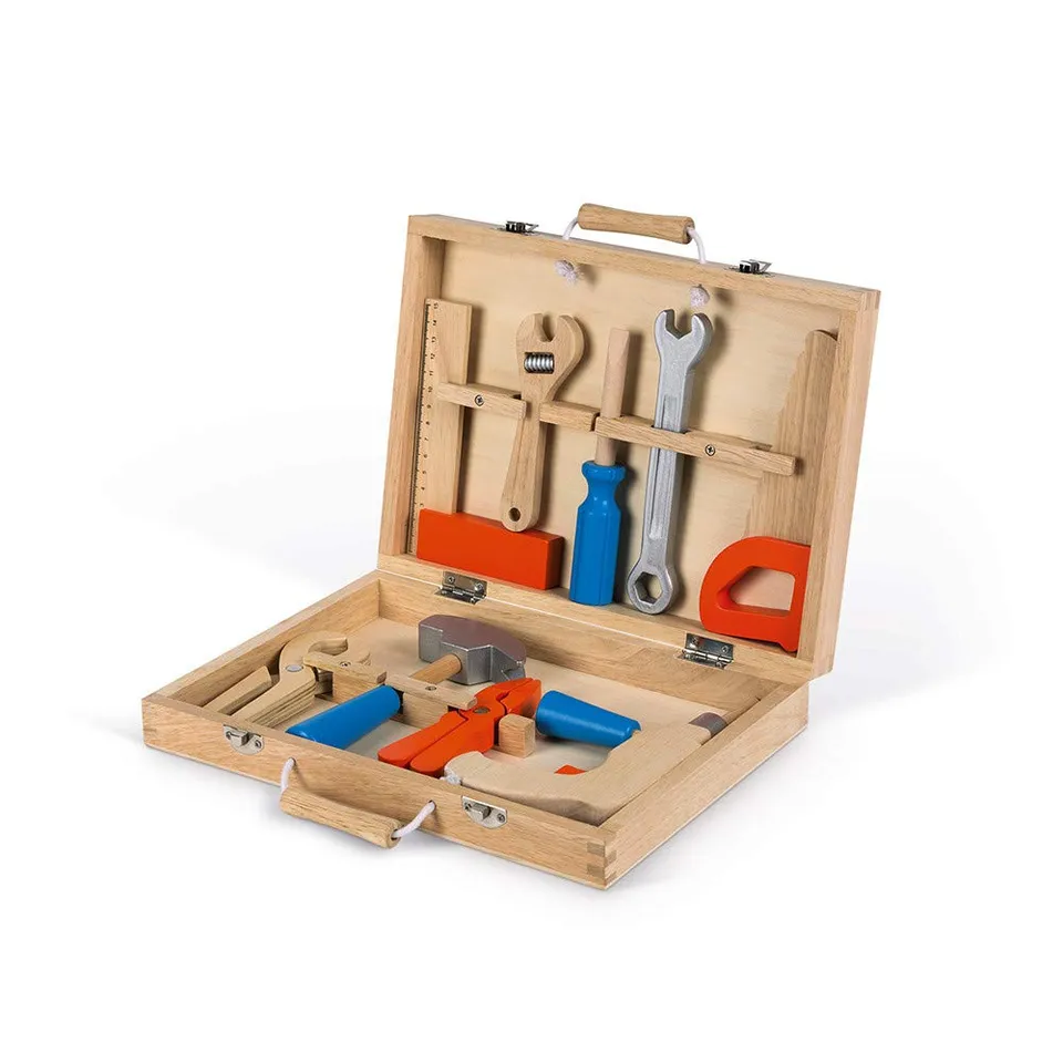 janod-j06481-mein-erstes-konstruktionsspiel-holz-werkzeugkasten-9-teilig image 1