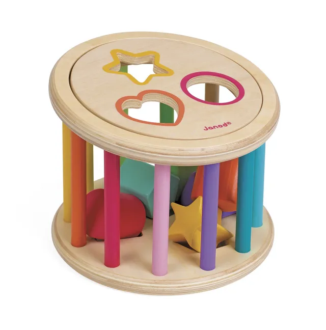 janod-holz-sortierspiel-rolltrommel-steckbox-j05336 image 1