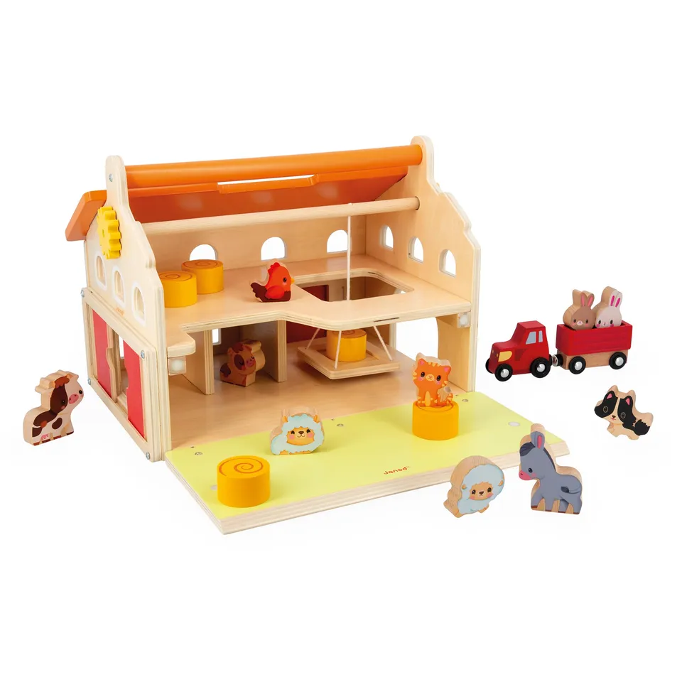 janod-mein-erster-bauernhof-j03318-holz-bauernhof-spielset-16-teilig image 1