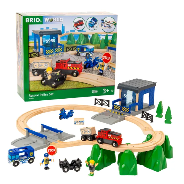 brio-world-gro-es-polizeieinsatz-set-34-teile-holzeisenbahn-mit-lok-blaulicht-un image 1
