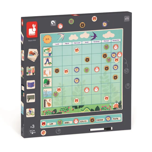 janod-familienplaner-j05469-magnet-tafel-mit-97-magneten-und-filzstift-ab-3-jahr image 1