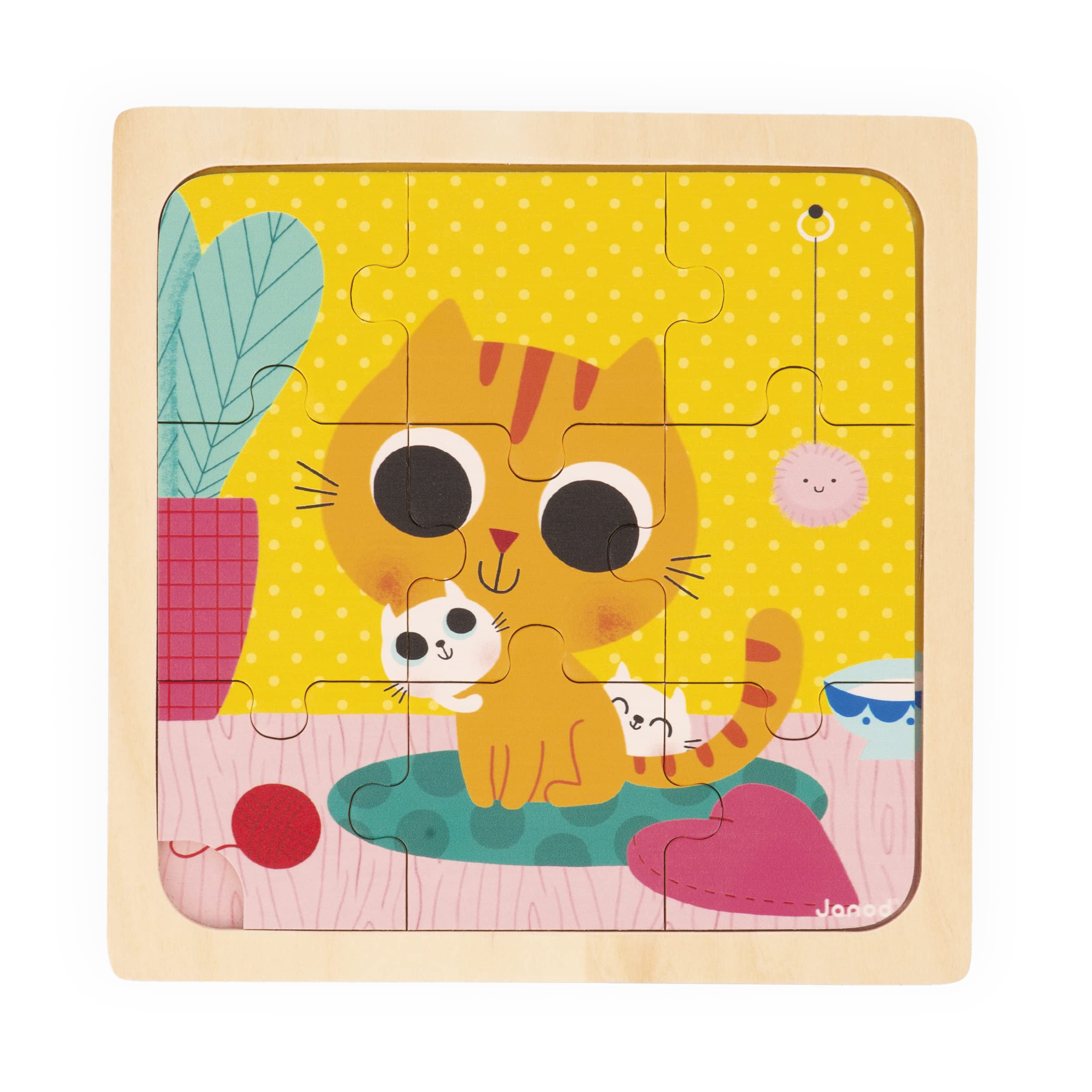 janod-3-holzpuzzle-9-teilig-huhn-katze-hase-j07113 image 3