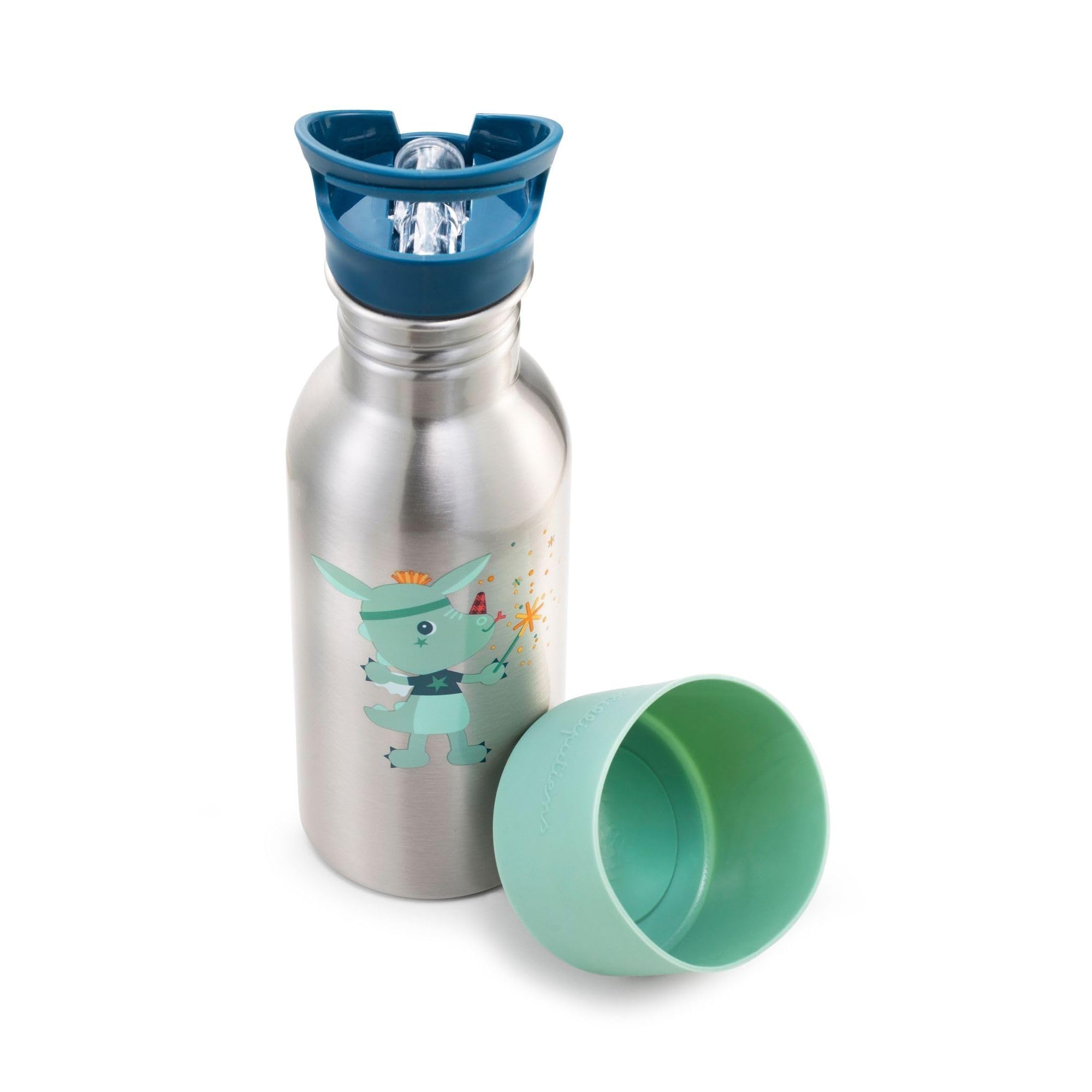 lilliputiens-trinkflasche-edelstahl-600-ml-magic-joe-mit-strohhalm image 3