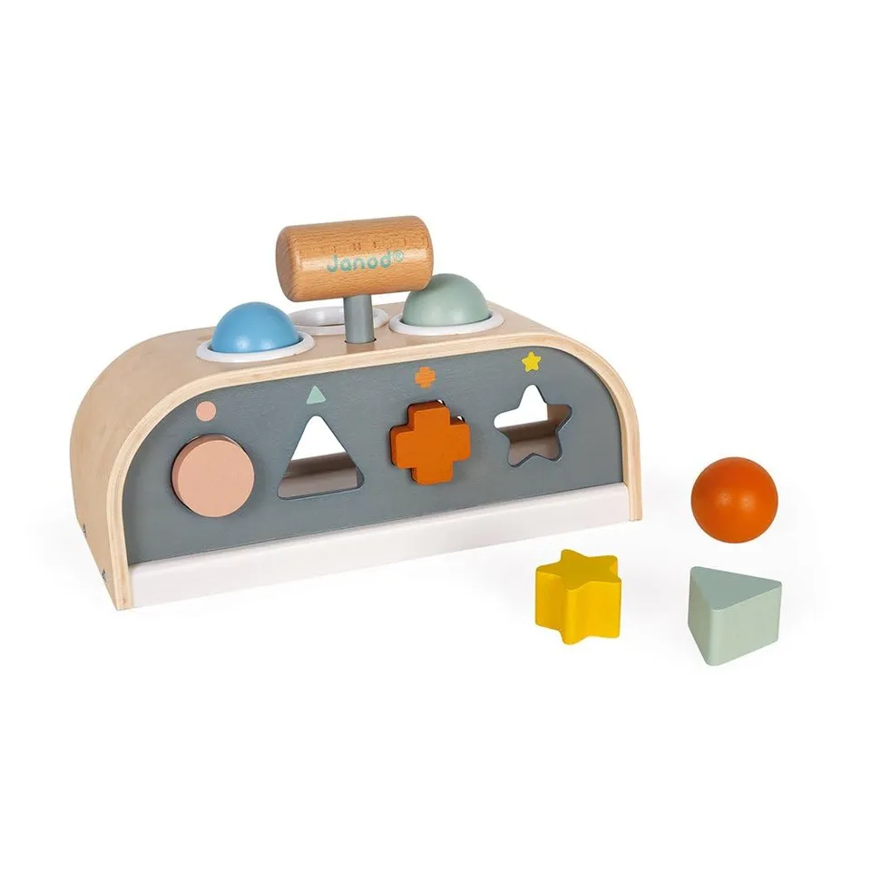 janod-sweet-cocoon-j04409-tap-tap-3-in-1-holz-klopfspiel-mit-formensortierer-ab- image 1