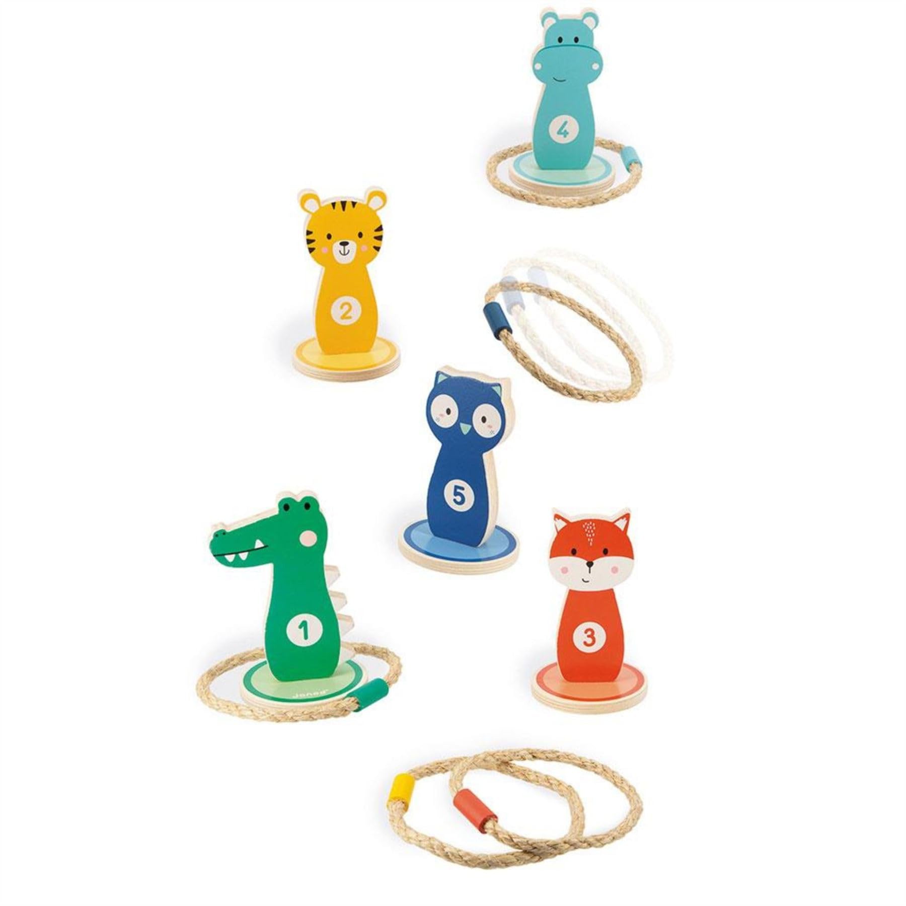 janod-ringwurfspiel-holz-tiere-mit-5-haltern-und-5-seilringen image 4