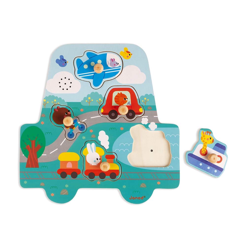 janod-musikalisches-puzzle-party-birds-j07093-holz-soundpuzzle-5-teile image 1