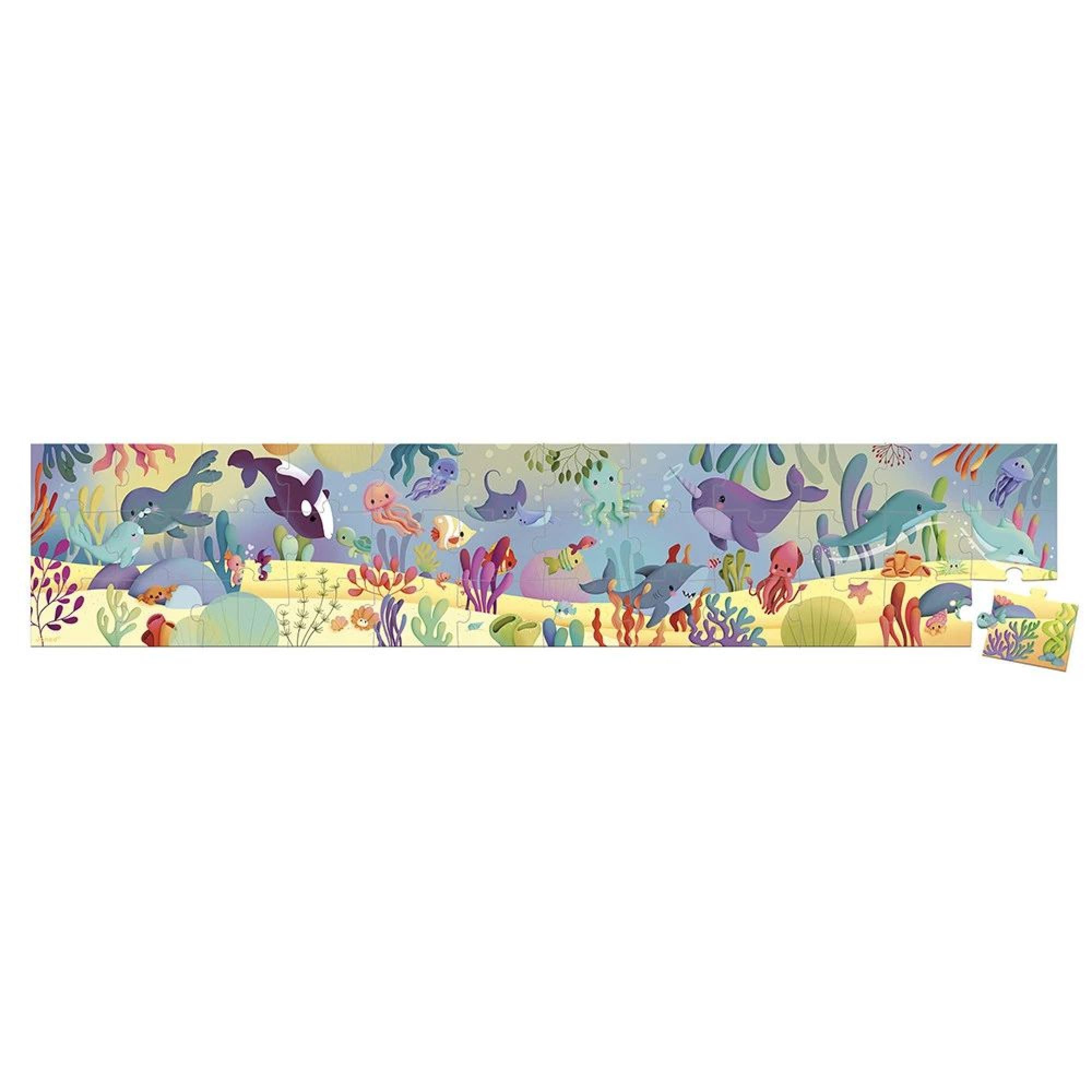 janod-puzzle-36-teile-meerestiere-panorama-100-cm-j02554 image 2