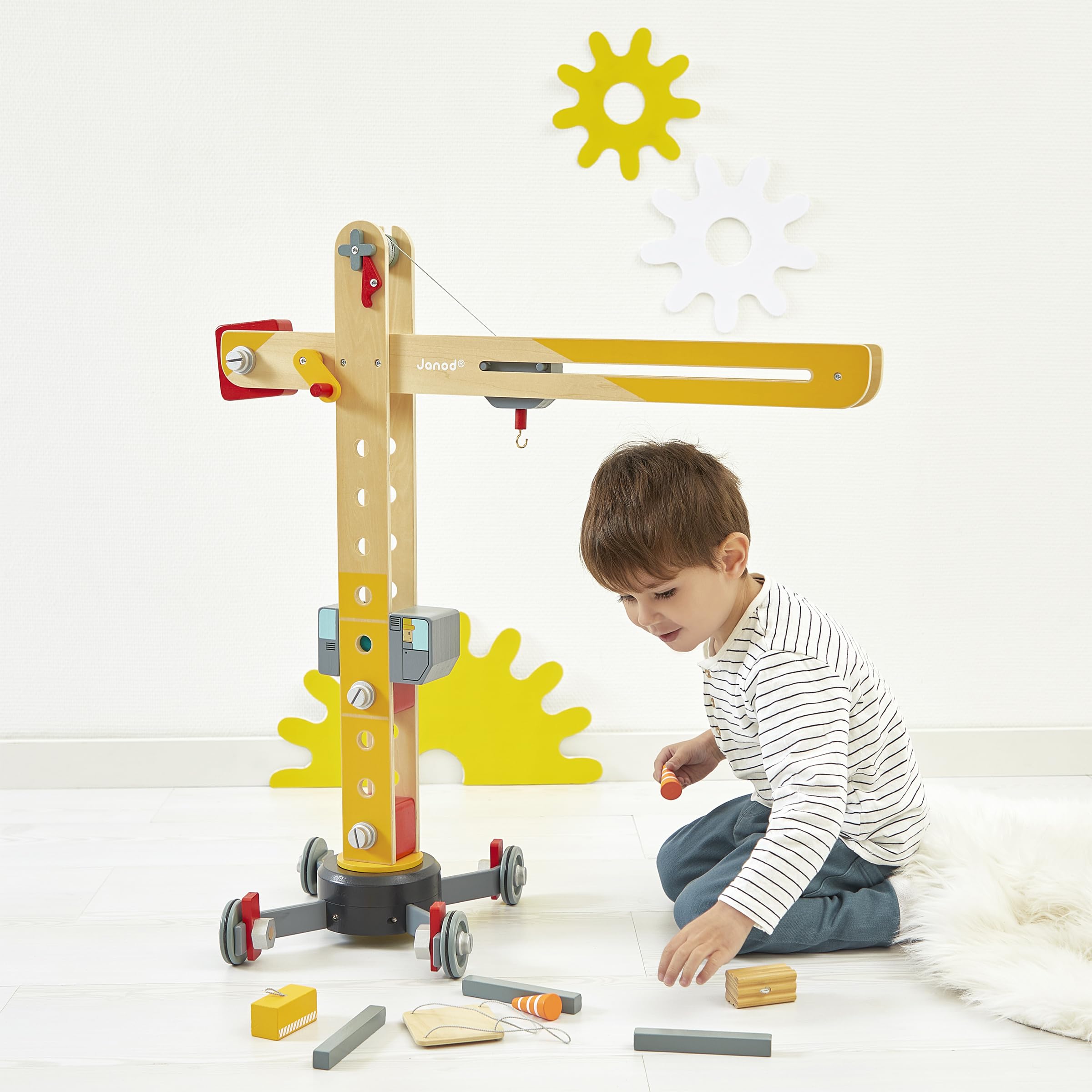 janod-gro-er-holzkran-j06468-gelb-74-cm-konstruktionsspiel-360-drehbar image 2
