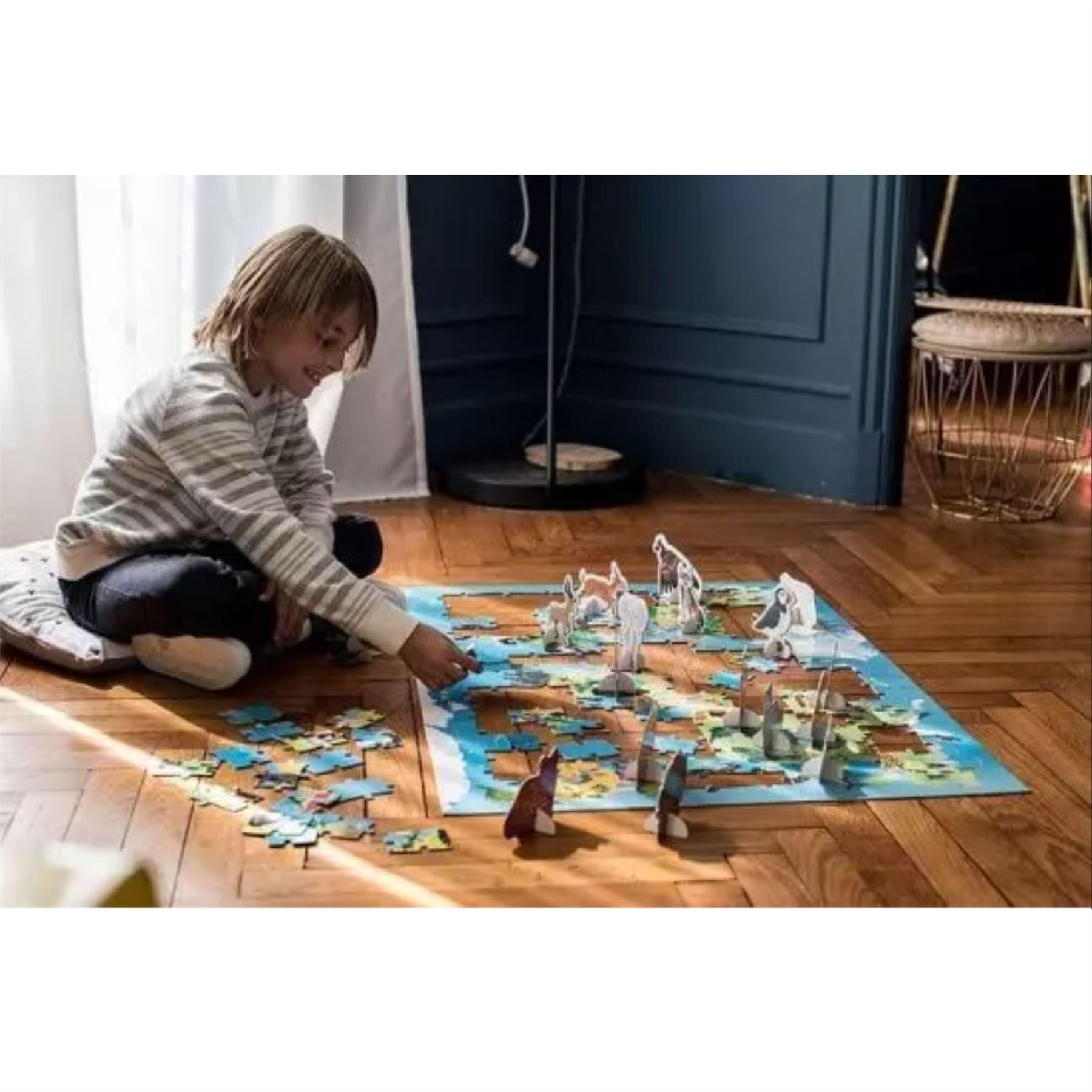 janod-lernpuzzle-bedrohte-tiere-j02676-200-teile-weltkarte-50-3d-tiere-ab-6-jahr image 4