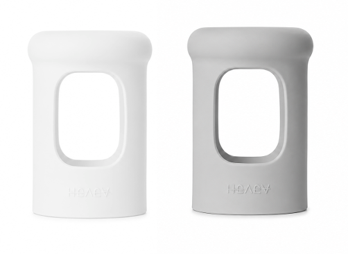 hevea-wide-neck-baby-glasflaschen-h-lle-medium-150-ml-two-pack image 1