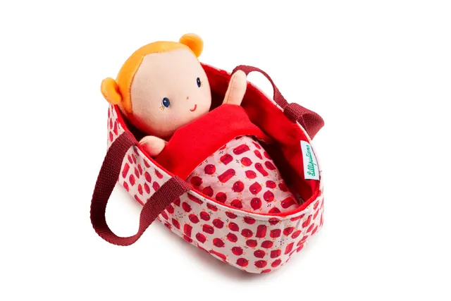 lilliputiens-baby-agathe-stoff-babypuppe-22-cm-mit-tragetasche image 1