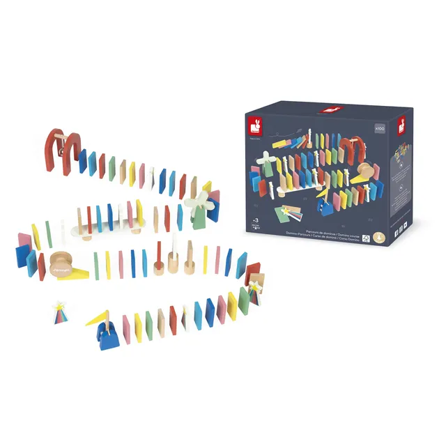 janod-dominorennspiel-domino-bahn-set-mit-100-teilen-und-zubeh-r-ab-3-jahren image 1