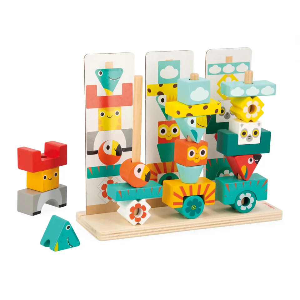 janod-tropik-totem-spiel-j08279-52-teiliges-holz-stapelspiel-ab-3-jahren image 1
