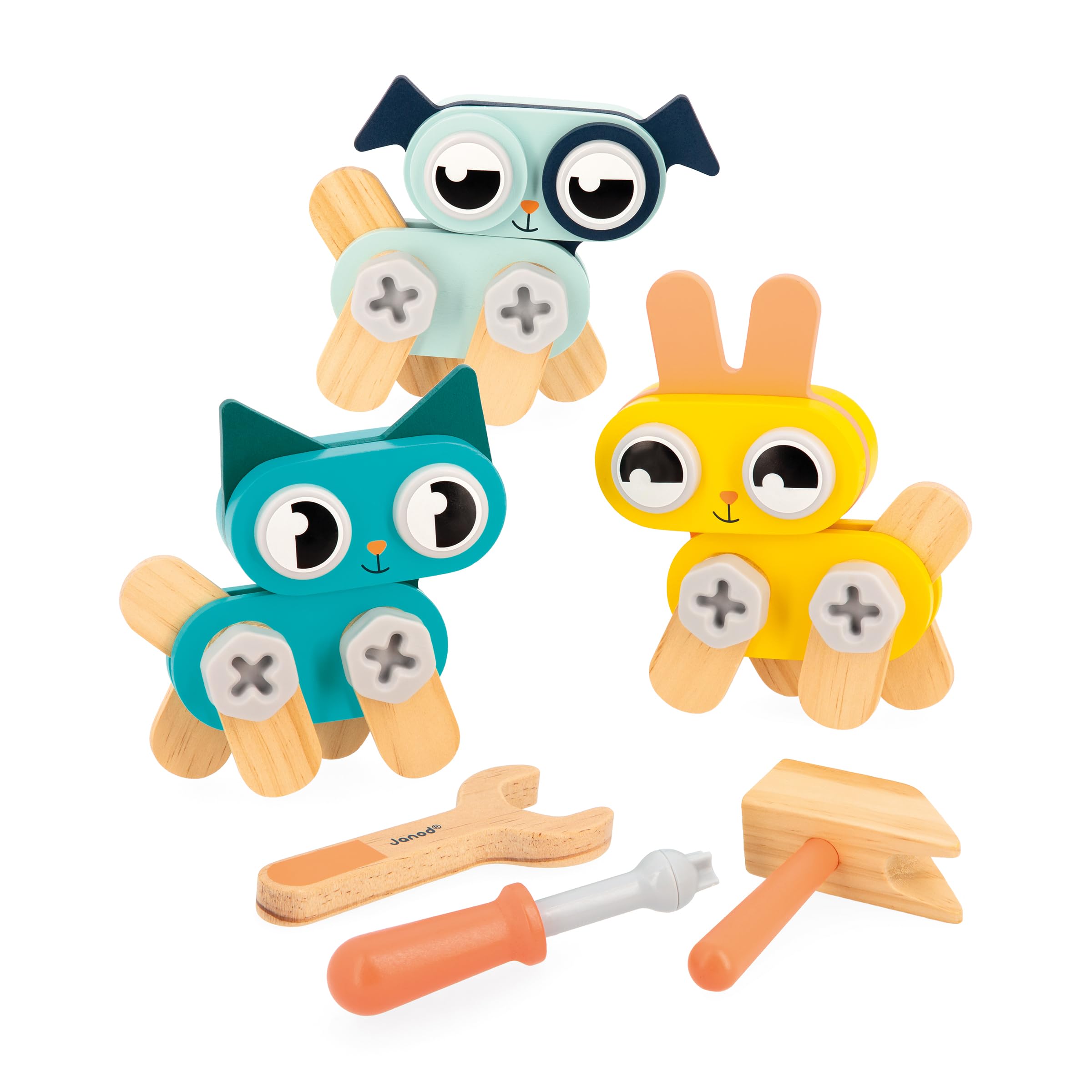 janod-brico-kids-j06450-konstruktionsspiel-3-tiere-katze-hund-hase image 2