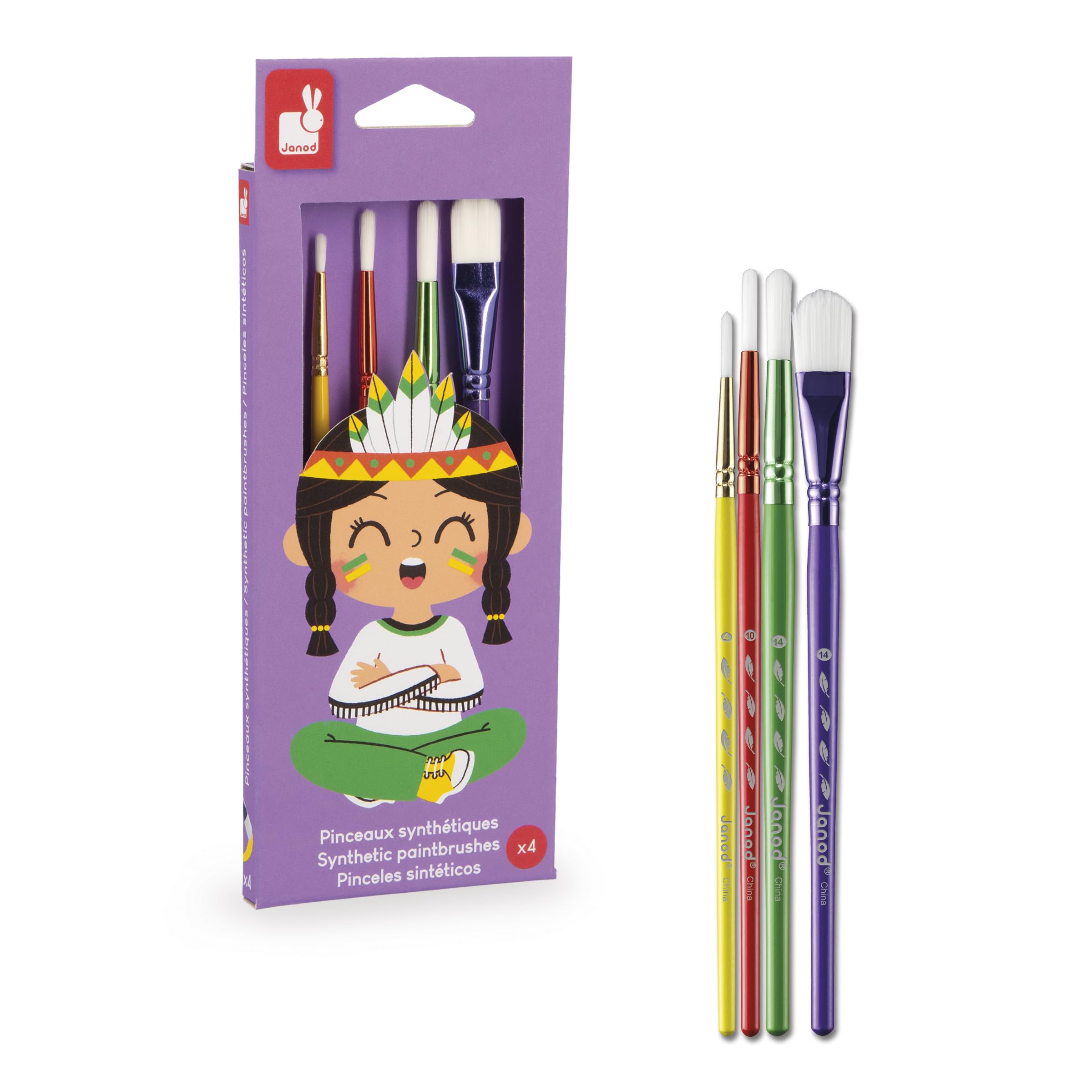 janod-4er-set-pinsel-j07410-rund-flach-f-r-kinder-ab-4-jahre image 6