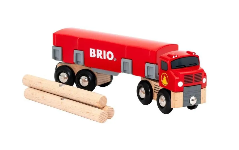 brio-world-holztransporter-mit-magnetladung-lkw-mit-anh-nger-und-st-mmen image 1