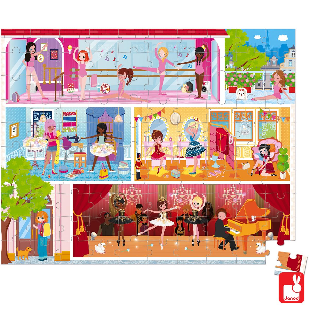 janod-j02616-puzzle-tanzschule-100-teile-im-koffer image 2