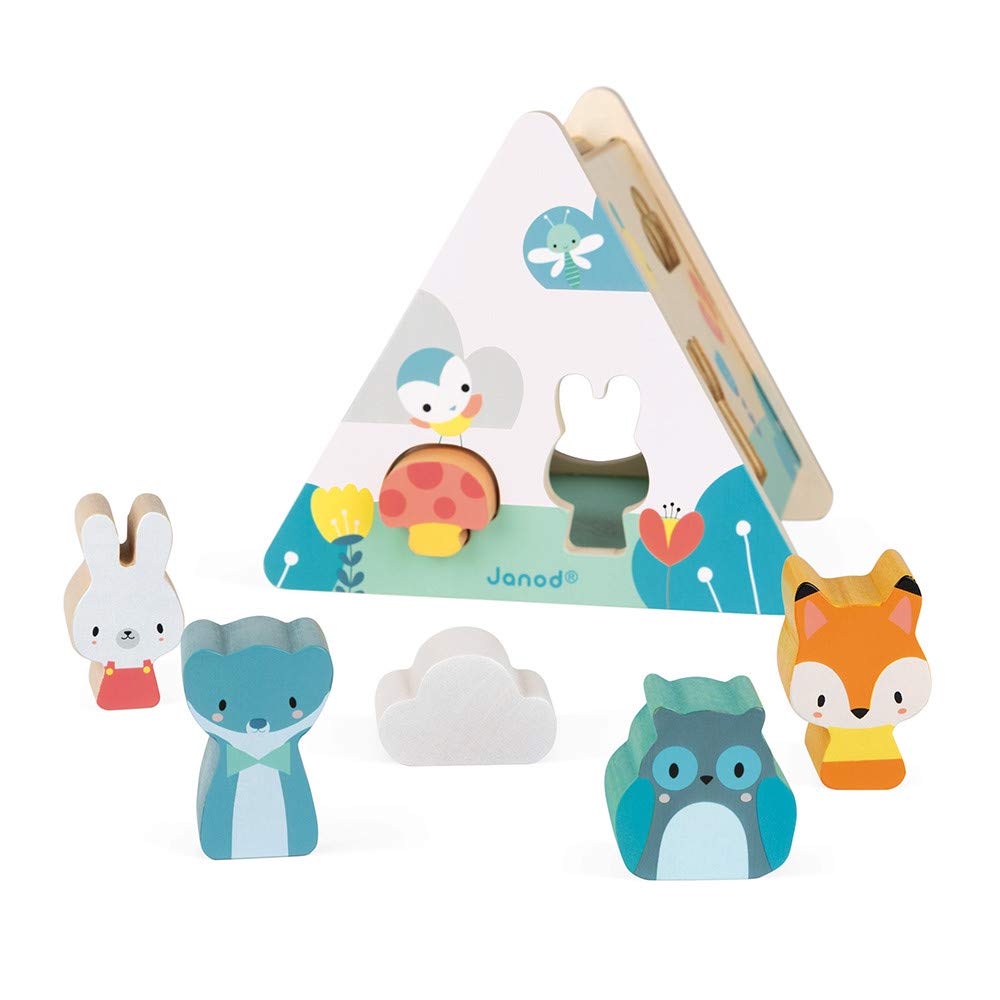 janod-pure-holz-steckspiel-tipi-mit-6-tieren-steckw-rfel-ab-18-monate image 1