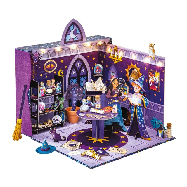 janod-magic-school-zauberer-werkstatt-3d-bastelset-mit-lichterkette-ab-8-jahre image 1