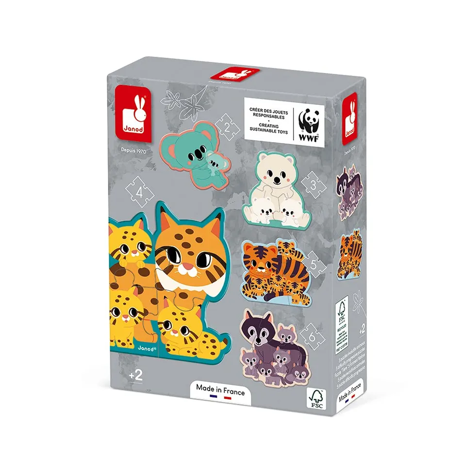 janod-j08625-5-erweiterbare-tier-puzzles-wwf-2-6-teilig image 1