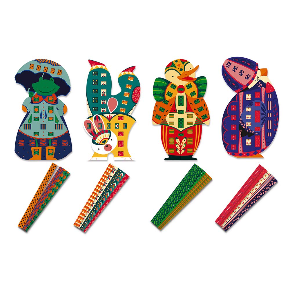 janod-les-ateliers-du-calme-set-zum-papierstreifen-flechten-lustige-tiere-j07881 image 2