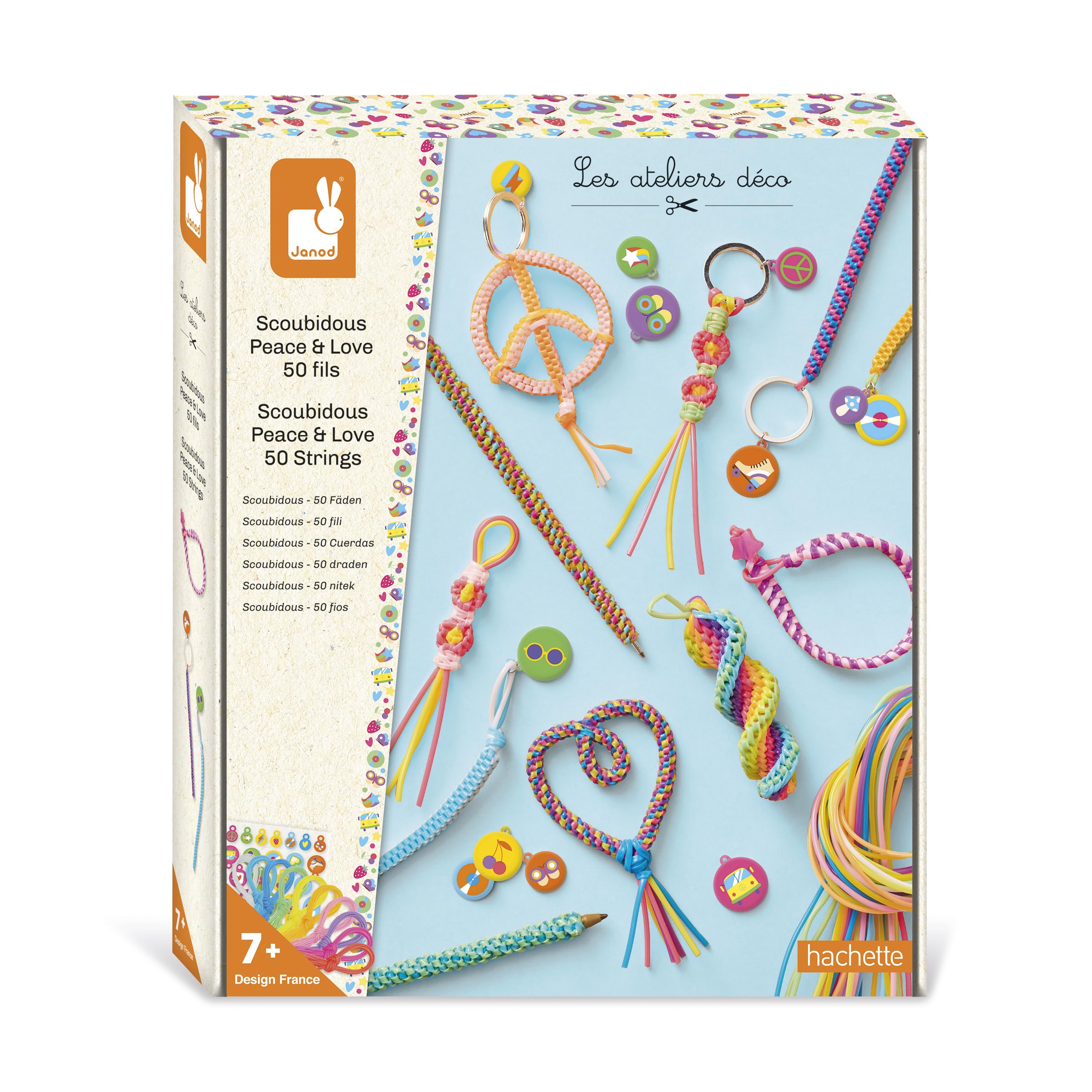 janod-scoubidous-peace-love-bastelset-mit-50-f-den-ab-7-jahren image 1
