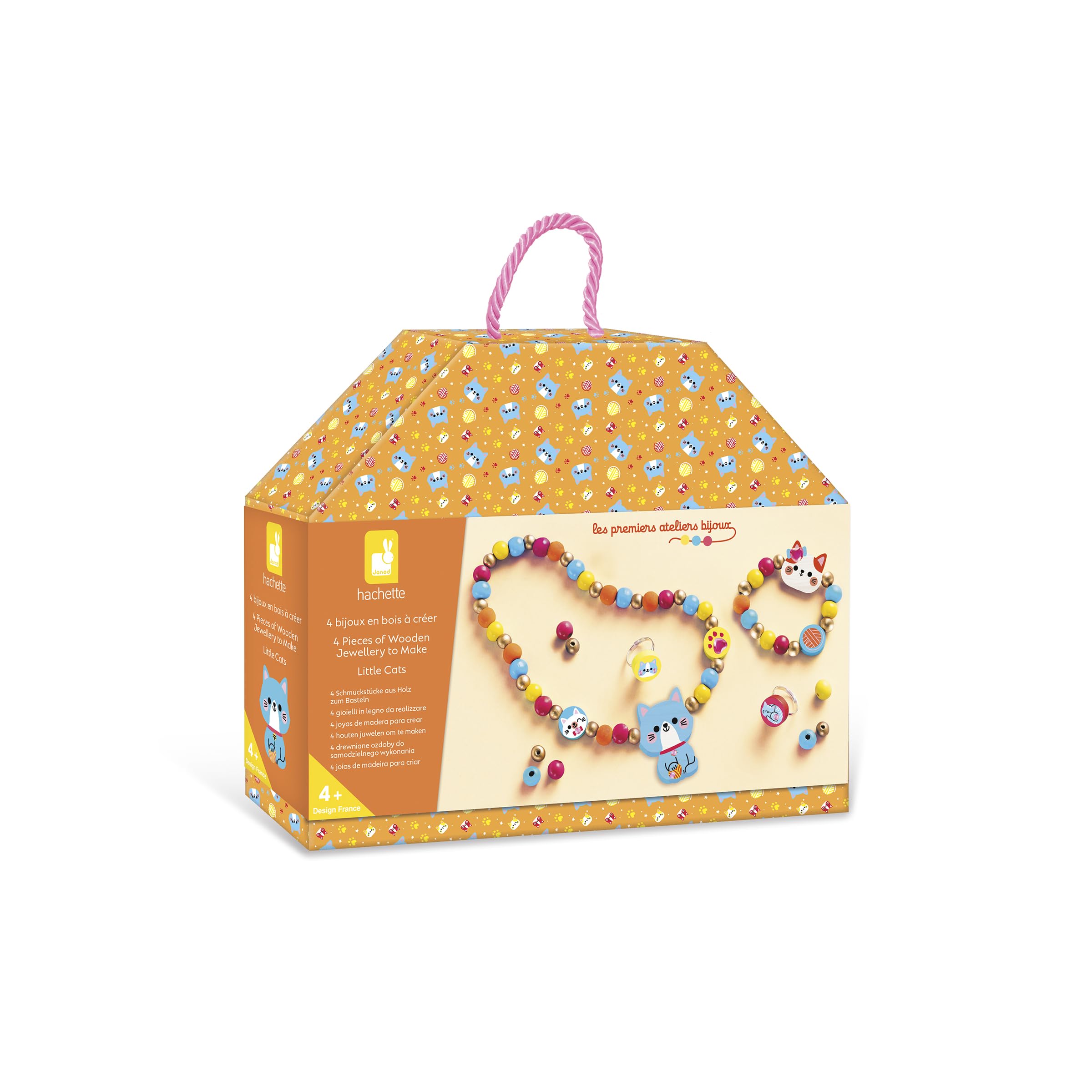 janod-kleine-katzen-holzschmuck-bastelset-4-teiliges-diy-kreativset-ab-4-jahren image 1