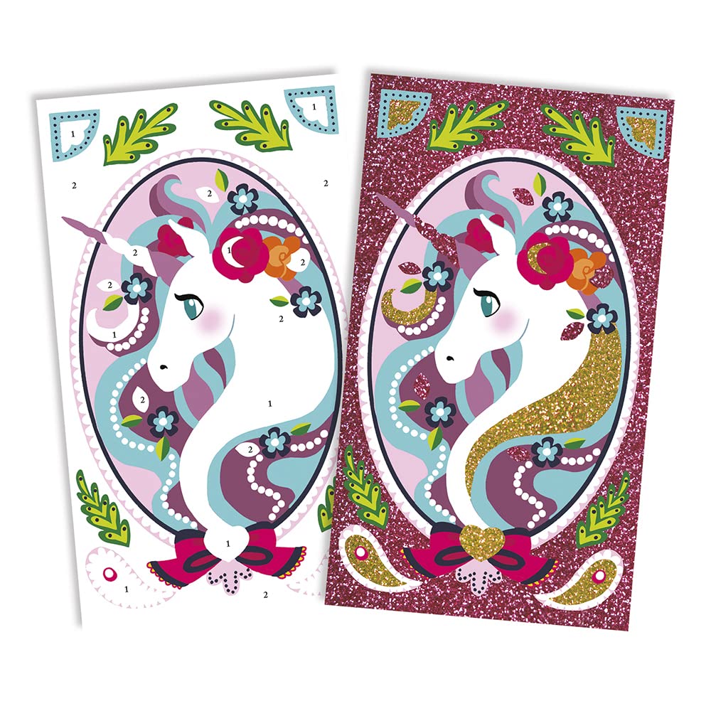 janod-einhorn-glitter-kratzbilder-kreativ-set-mit-pailletten-ab-7-jahre image 2