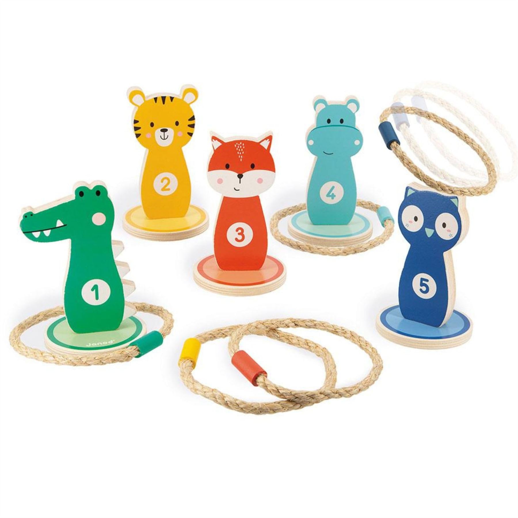 janod-ringwurfspiel-holz-tiere-mit-5-haltern-und-5-seilringen image 3