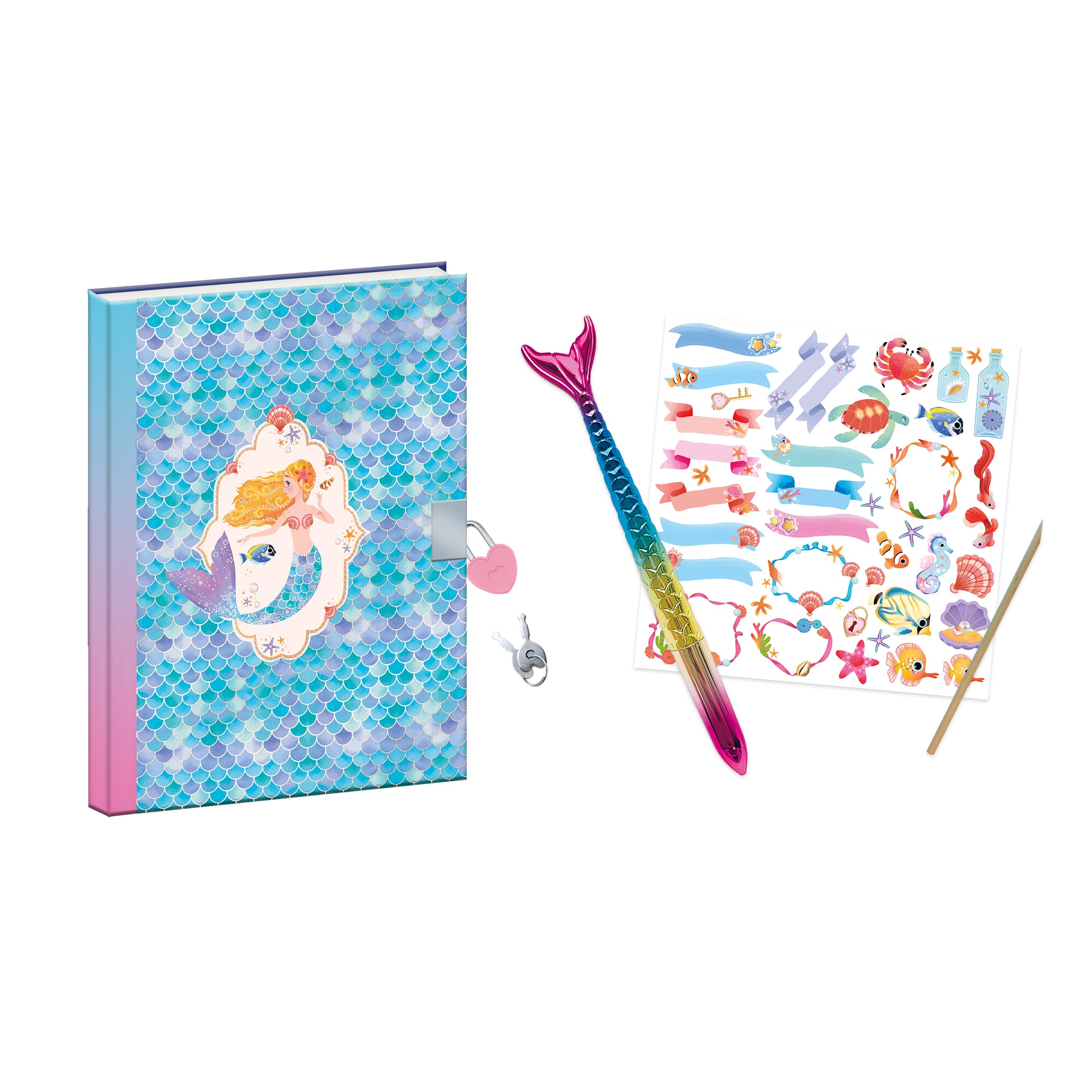 janod-magic-ocean-tagebuch-mit-schloss-meerjungfrau-stift-j09109 image 2