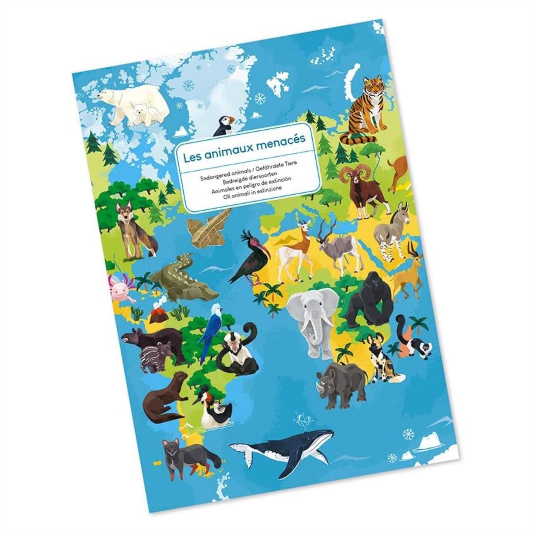 janod-lernpuzzle-bedrohte-tiere-j02676-200-teile-weltkarte-50-3d-tiere-ab-6-jahr image 7