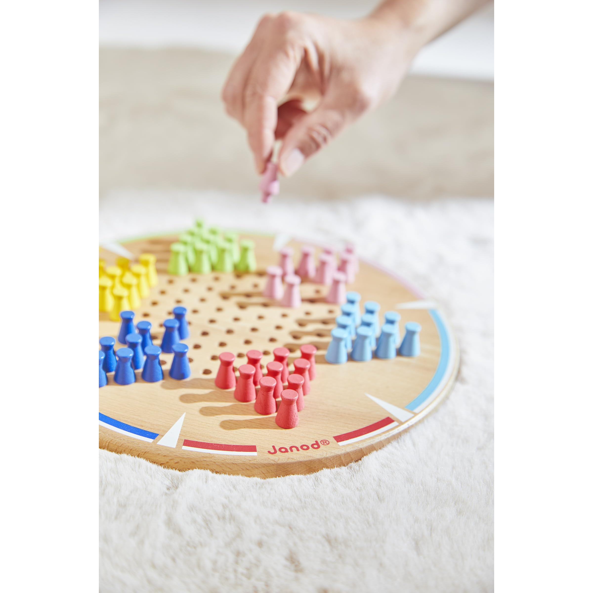 janod-meine-ersten-chinesischen-damen-holz-brettspiel-mit-60-steinen-2-6-spieler image 6