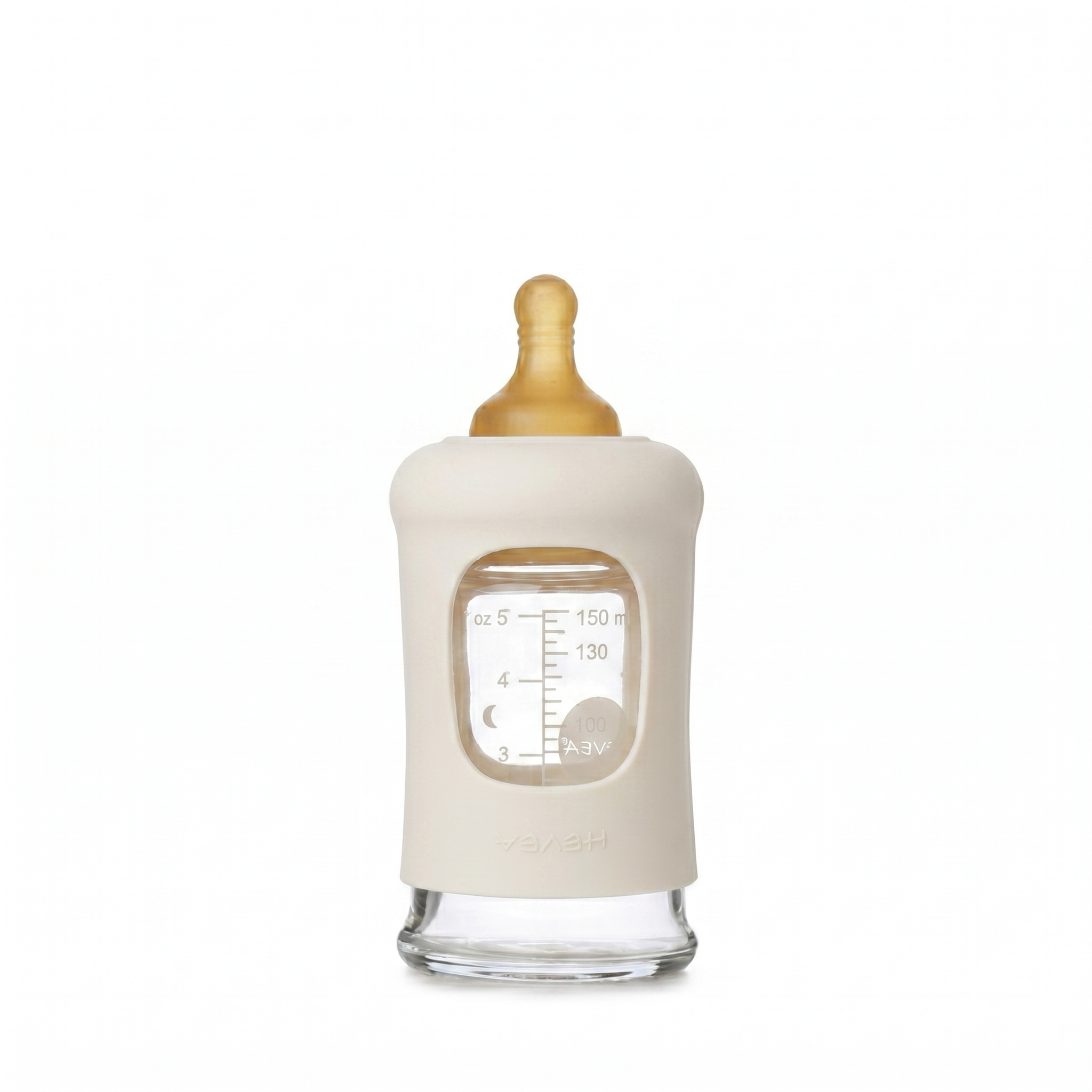 hevea-weithals-baby-glasflasche-mit-h-lle-150ml-single-pack image 1