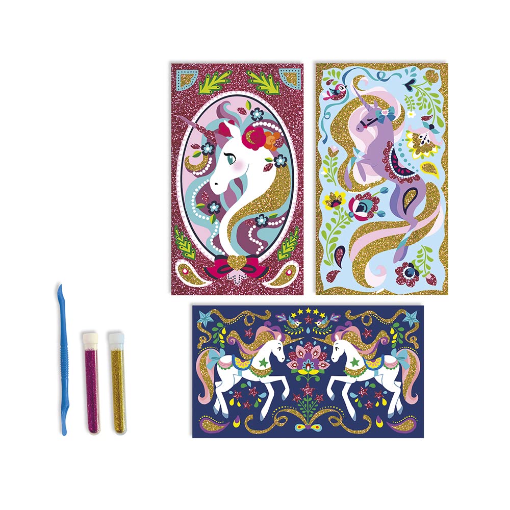 janod-einhorn-glitter-kratzbilder-kreativ-set-mit-pailletten-ab-7-jahre image 3