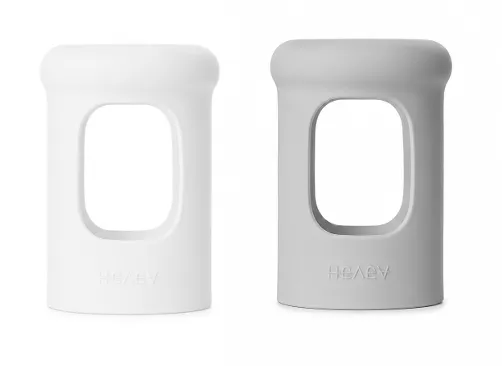 hevea-wide-neck-baby-glasflaschen-h-lle-medium-150-ml-two-pack image 1