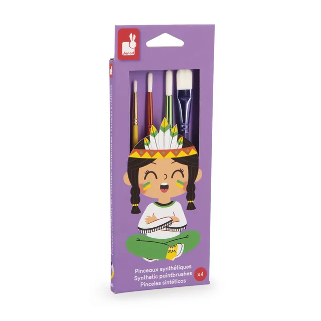 janod-4er-set-pinsel-j07410-rund-flach-f-r-kinder-ab-4-jahre image 1