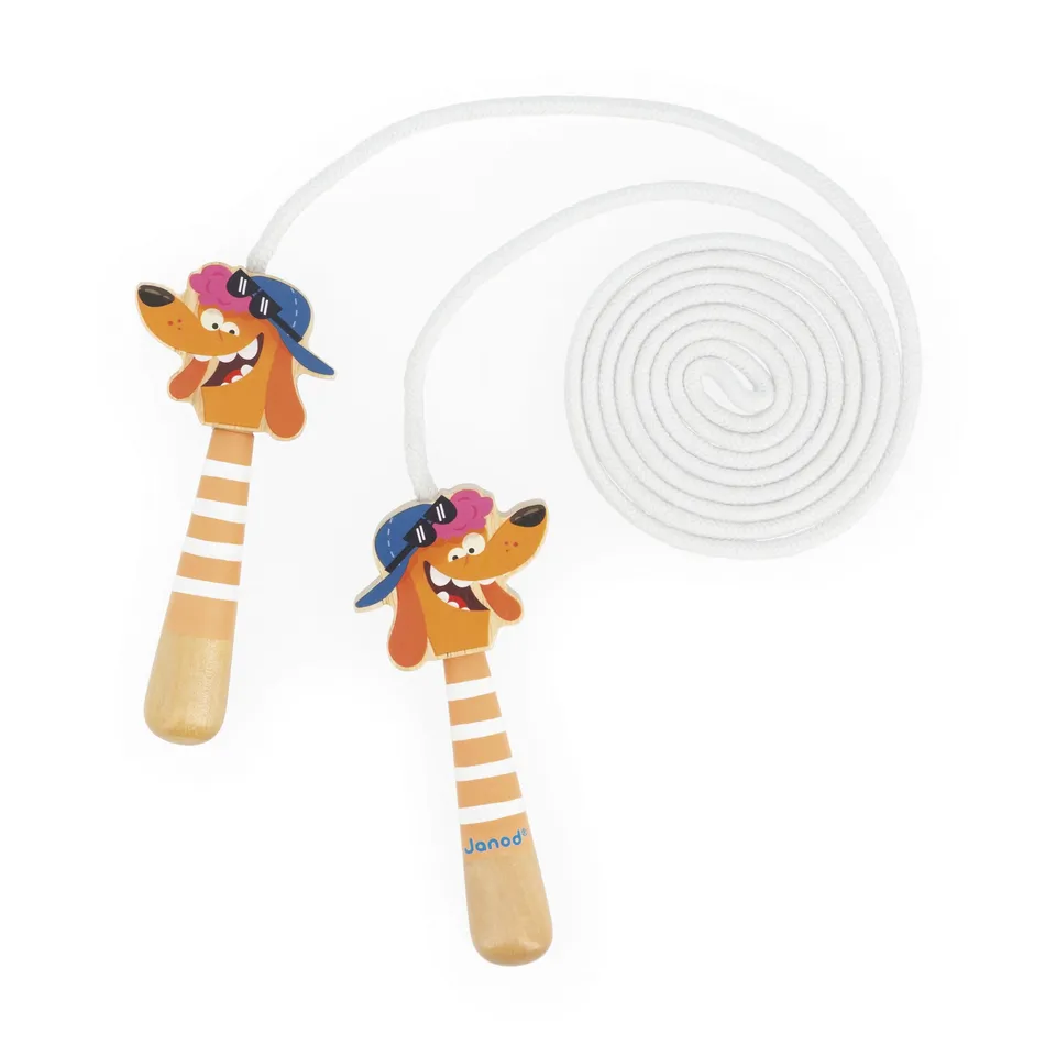 janod-j03378-springseil-kinder-verstellbar-2-m-holzgriff-hundekopf image 1