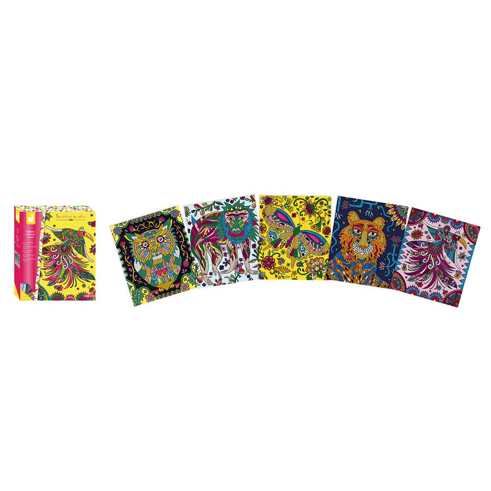 janod-kreativ-set-glanzkarten-tropical-5-st-ck-bekleben-mit-metallplatten-und-gl image 1
