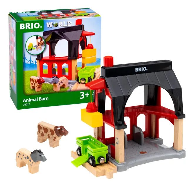 brio-36012-tierscheune-mit-heuwaggon-bauernhof-zubeh-r-f-r-holzbahn image 1